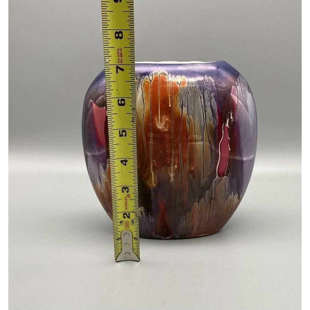 Ceramic Vase Multicolored Artistic S.E.C. Made In Italy Vintage High Gloss‎